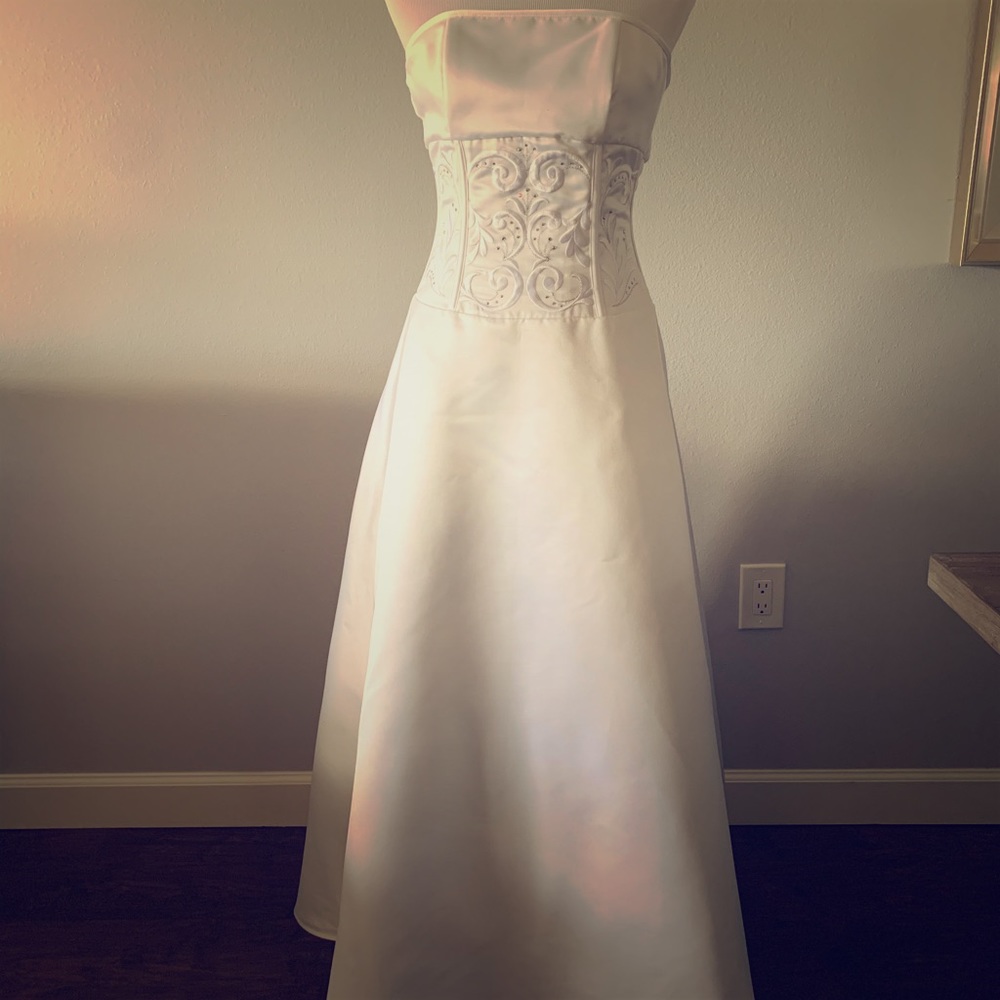 Jessica McClintock White Satin Wedding Dress